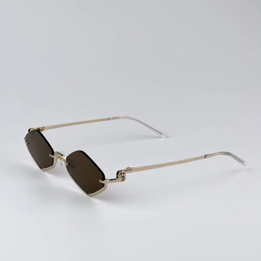 Gucci GG1604S 002 BRAND NEW Sunglasses Gold Brown Geometric Men